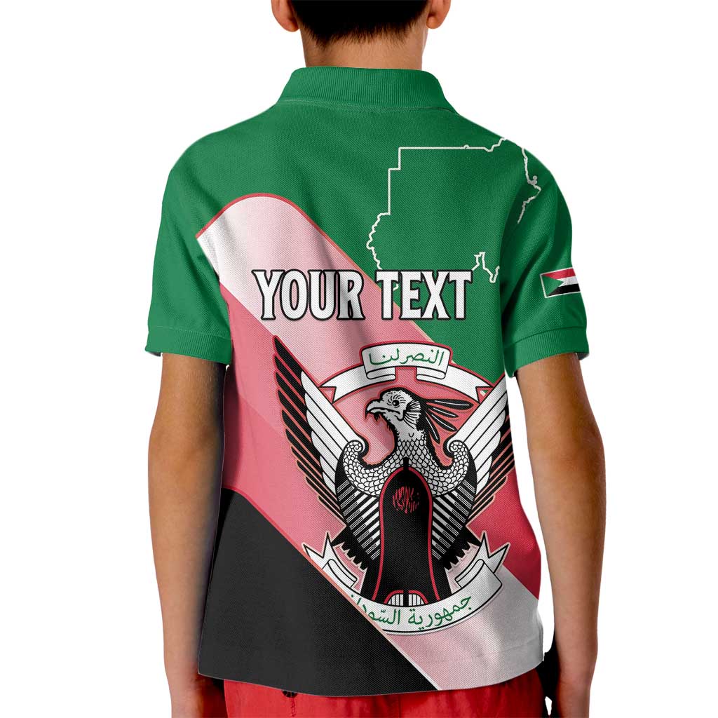 Personalized Sudan Kid Polo Shirt Sudanese Secretary Bird Flag Style