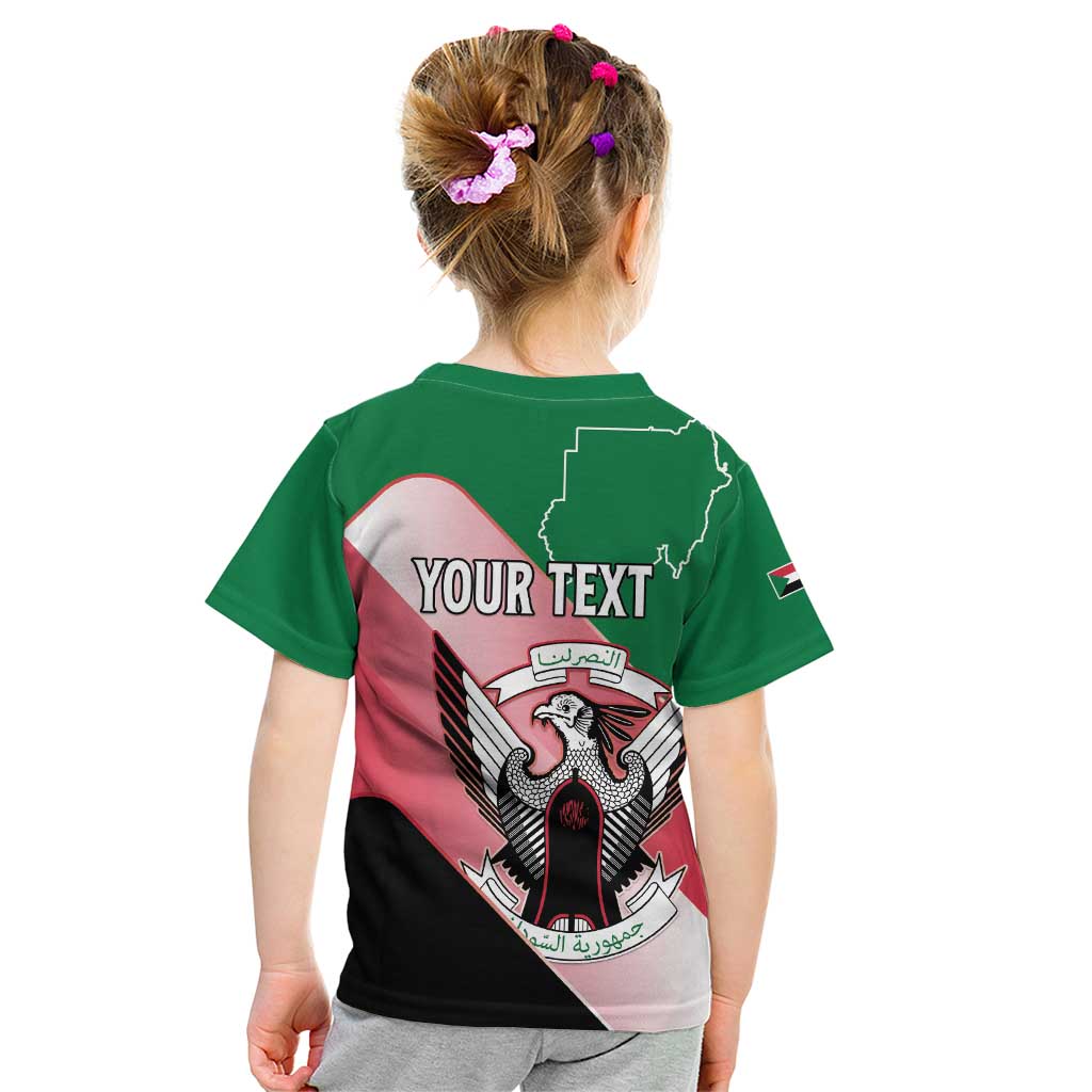 Personalized Sudan Kid T Shirt Sudanese Secretary Bird Flag Style