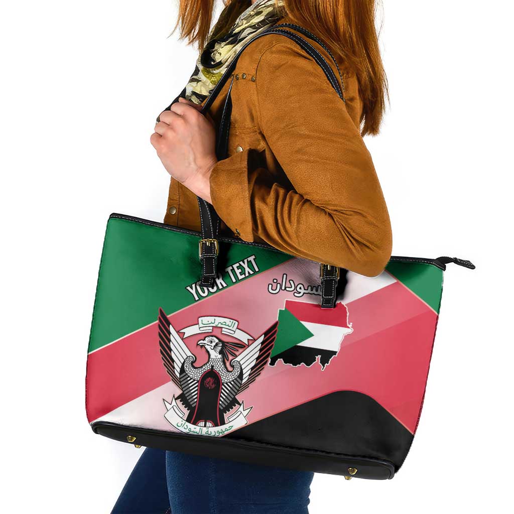 Personalized Sudan Leather Tote Bag Sudanese Secretary Bird Flag Style