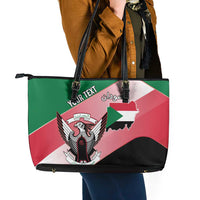 Personalized Sudan Leather Tote Bag Sudanese Secretary Bird Flag Style