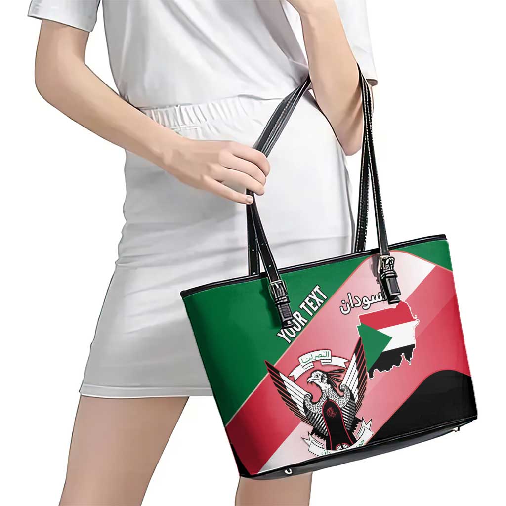 Personalized Sudan Leather Tote Bag Sudanese Secretary Bird Flag Style