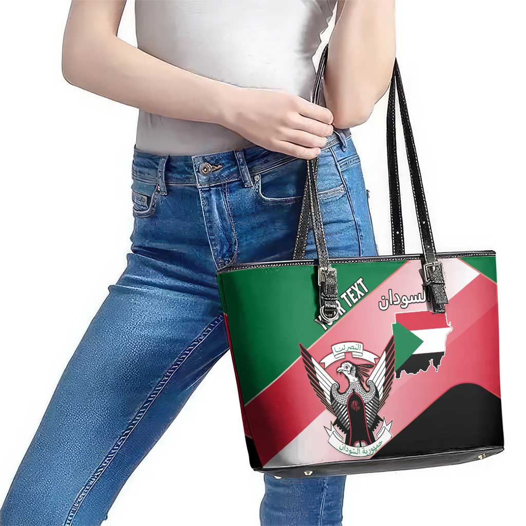 Personalized Sudan Leather Tote Bag Sudanese Secretary Bird Flag Style