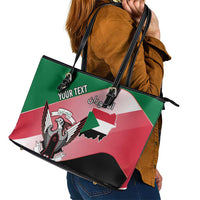 Personalized Sudan Leather Tote Bag Sudanese Secretary Bird Flag Style