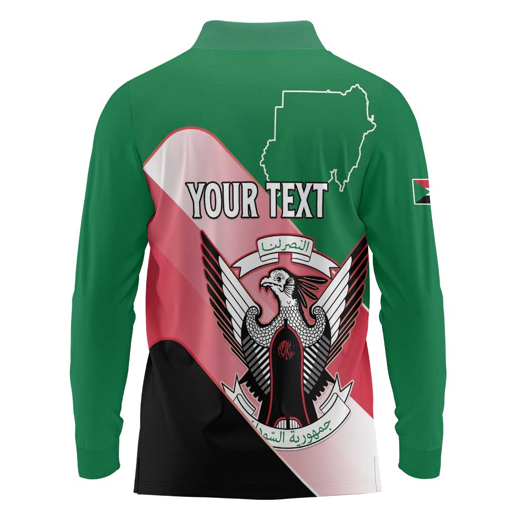 Personalized Sudan Long Sleeve Polo Shirt Sudanese Secretary Bird Flag Style