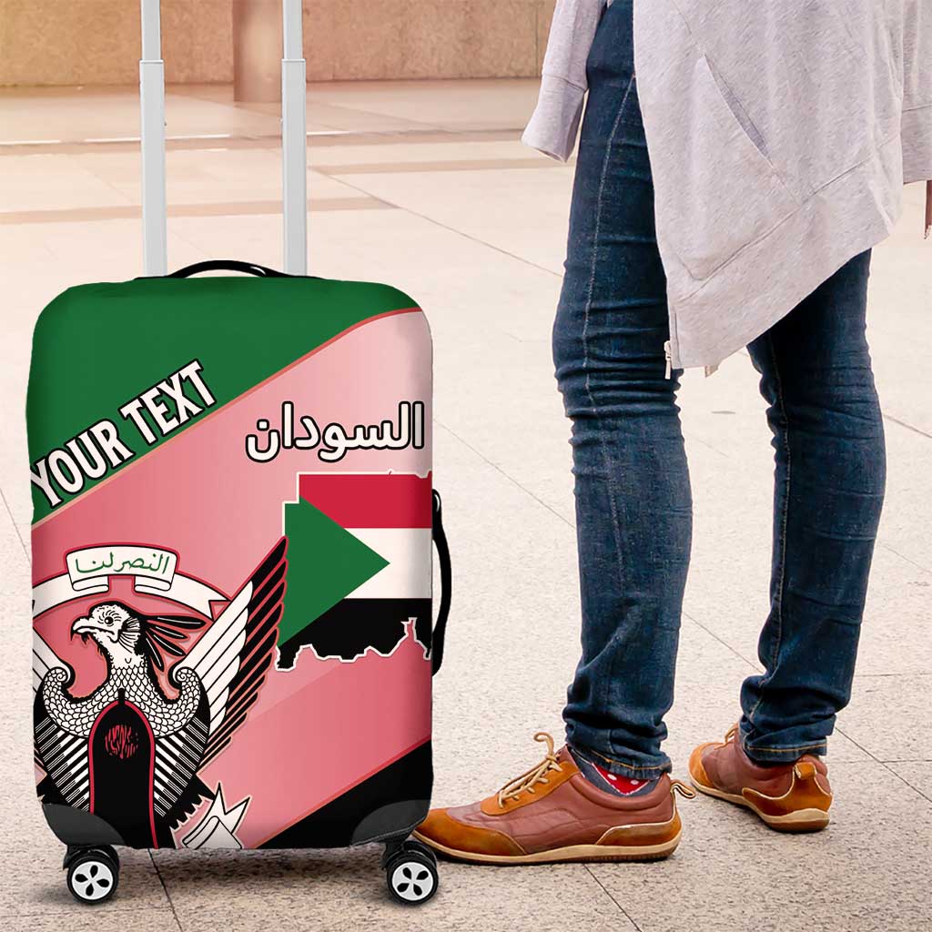 Personalized Sudan Luggage Cover Sudanese Secretary Bird Flag Style