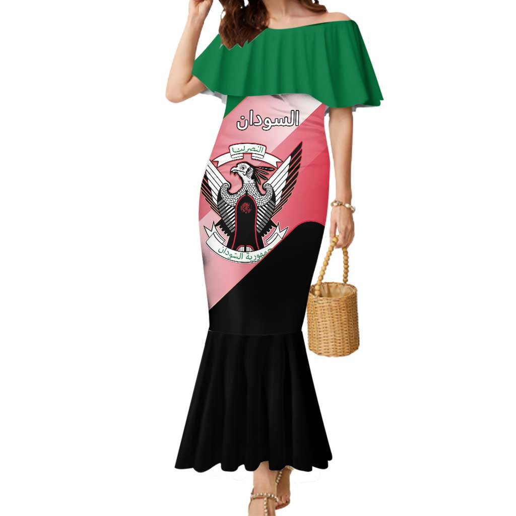 Personalized Sudan Mermaid Dress Sudanese Secretary Bird Flag Style