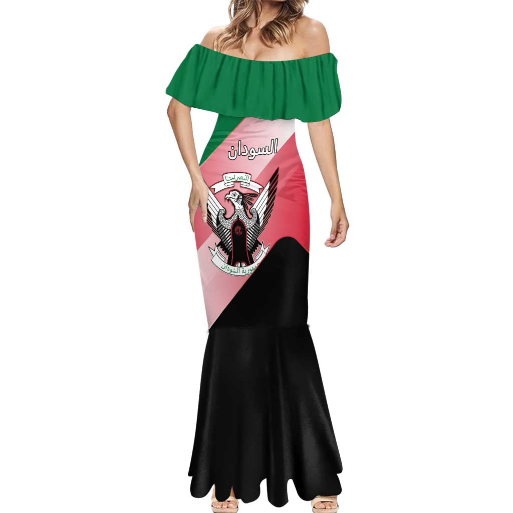 Personalized Sudan Mermaid Dress Sudanese Secretary Bird Flag Style