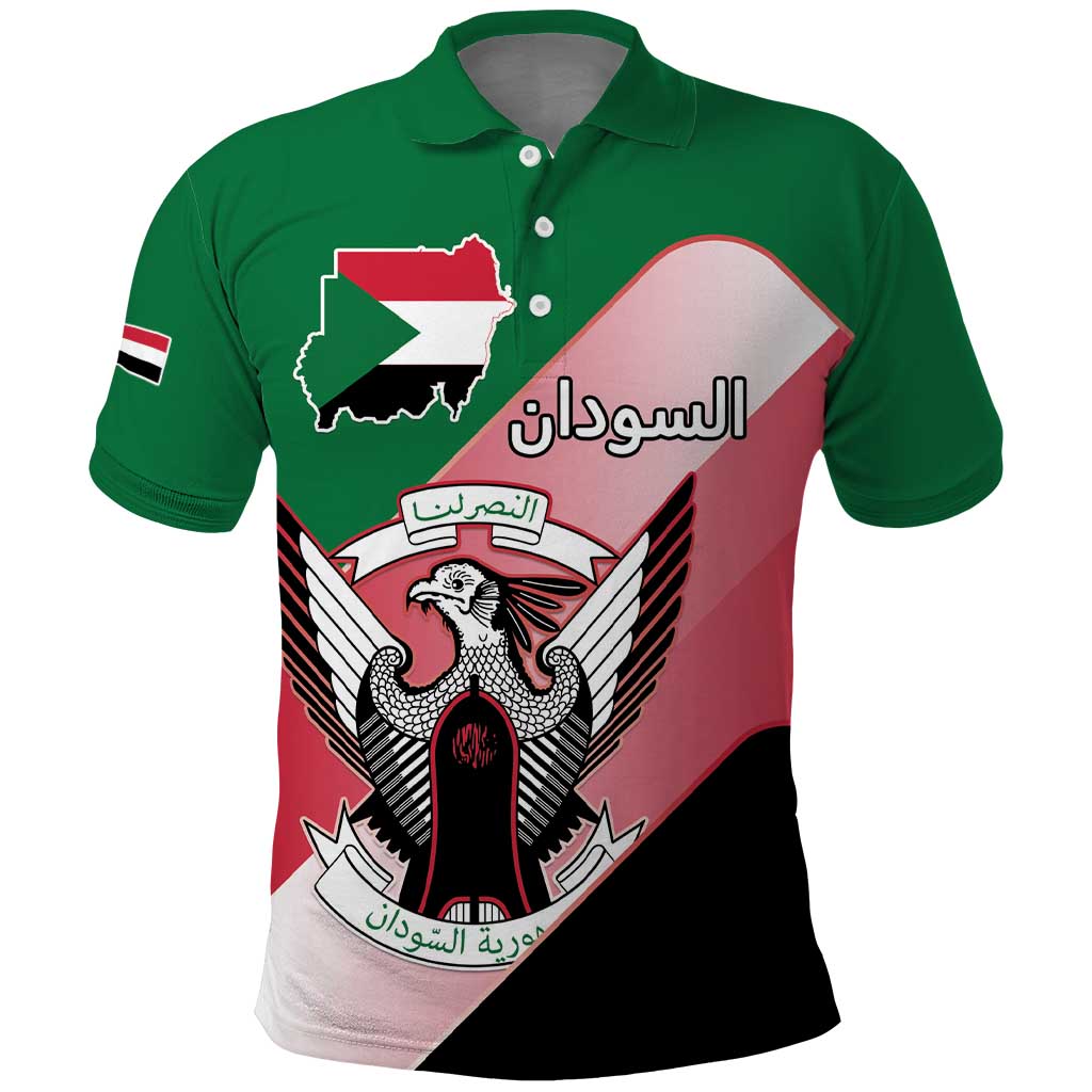 Personalized Sudan Polo Shirt Sudanese Secretary Bird Flag Style