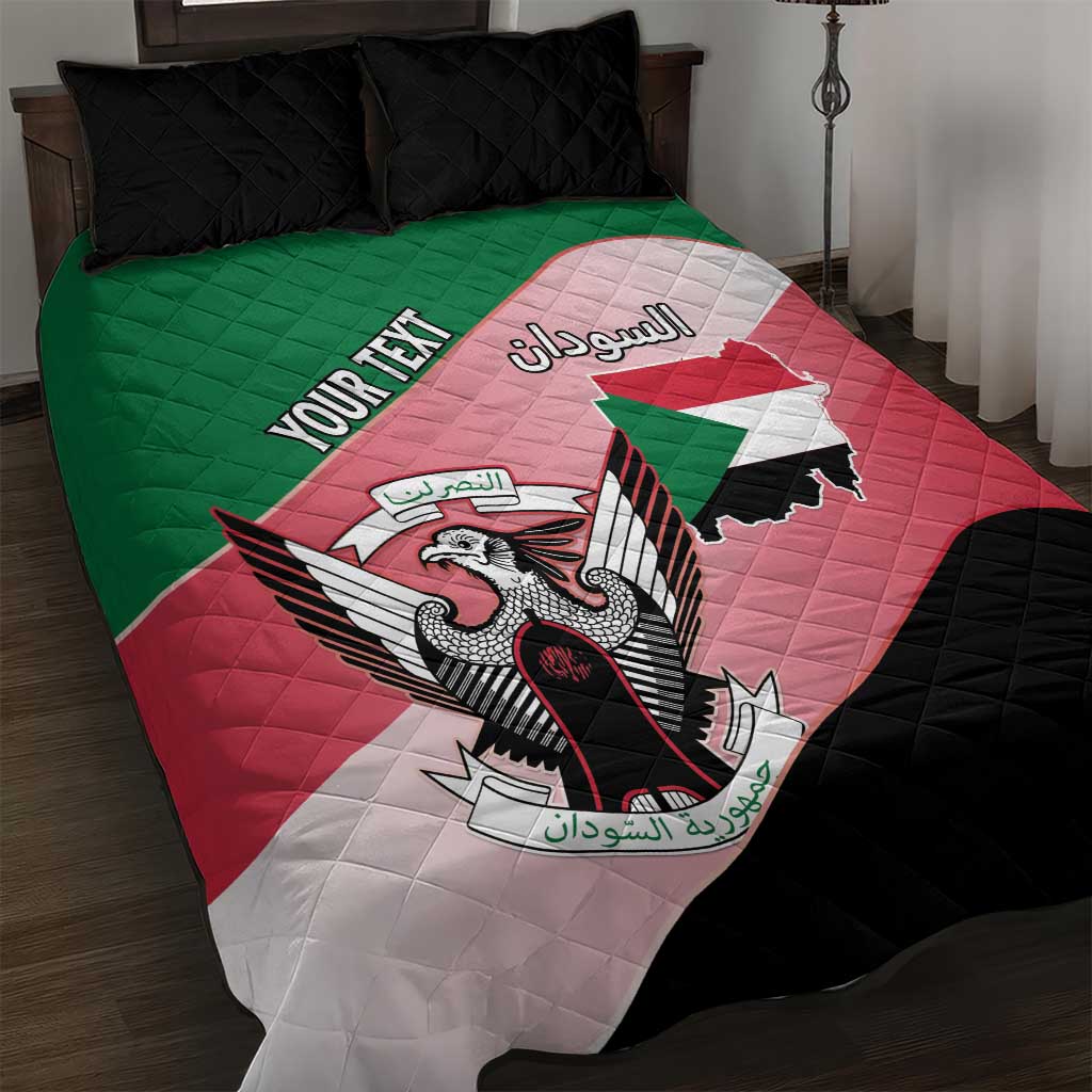 Personalized Sudan Quilt Bed Set Sudanese Secretary Bird Flag Style