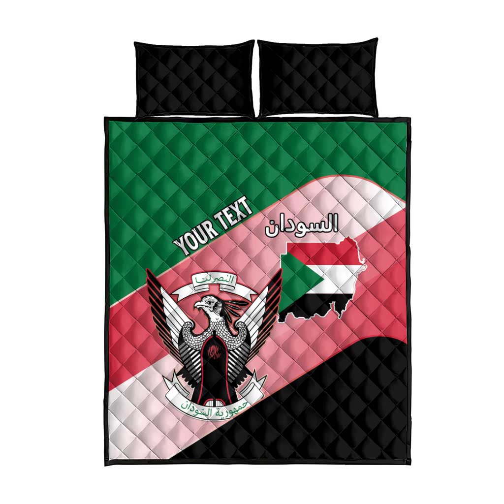 Personalized Sudan Quilt Bed Set Sudanese Secretary Bird Flag Style