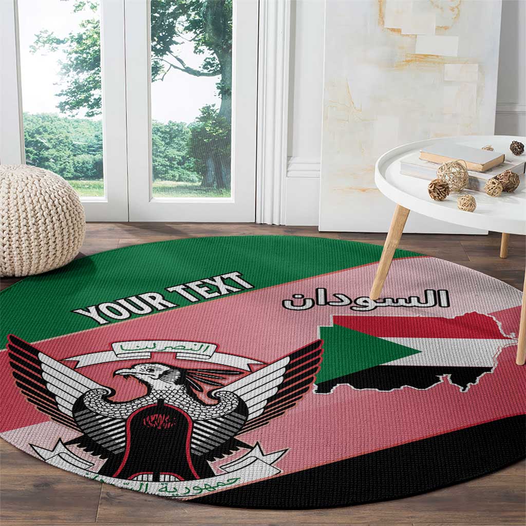 Personalized Sudan Round Carpet Sudanese Secretary Bird Flag Style