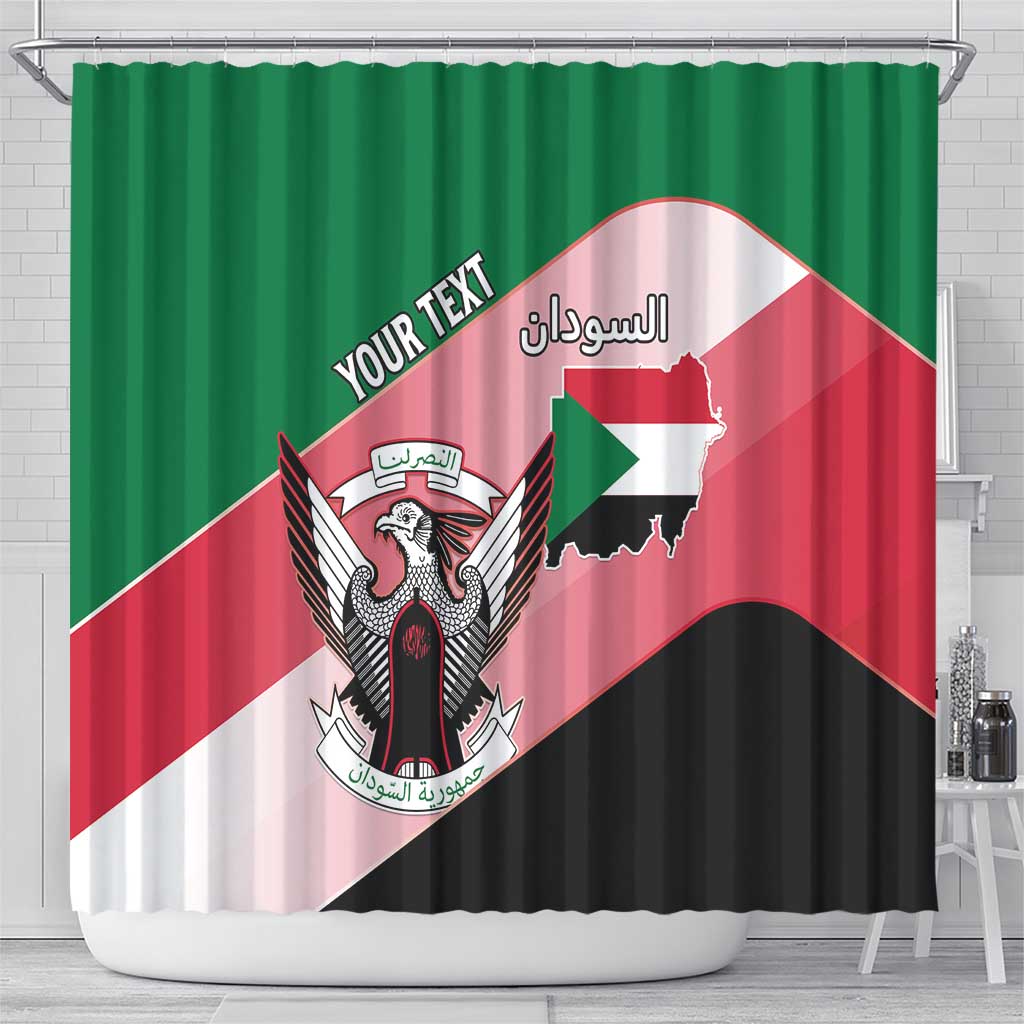 Personalized Sudan Shower Curtain Sudanese Secretary Bird Flag Style