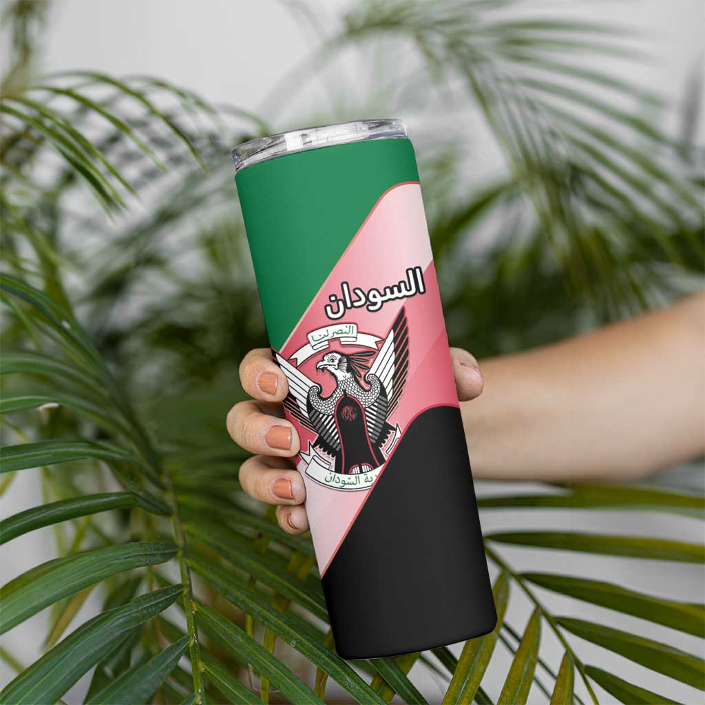 Personalized Sudan Skinny Tumbler Sudanese Secretary Bird Flag Style
