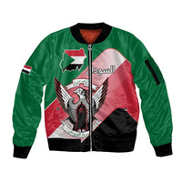 Personalized Sudan Sleeve Zip Bomber Jacket Sudanese Secretary Bird Flag Style