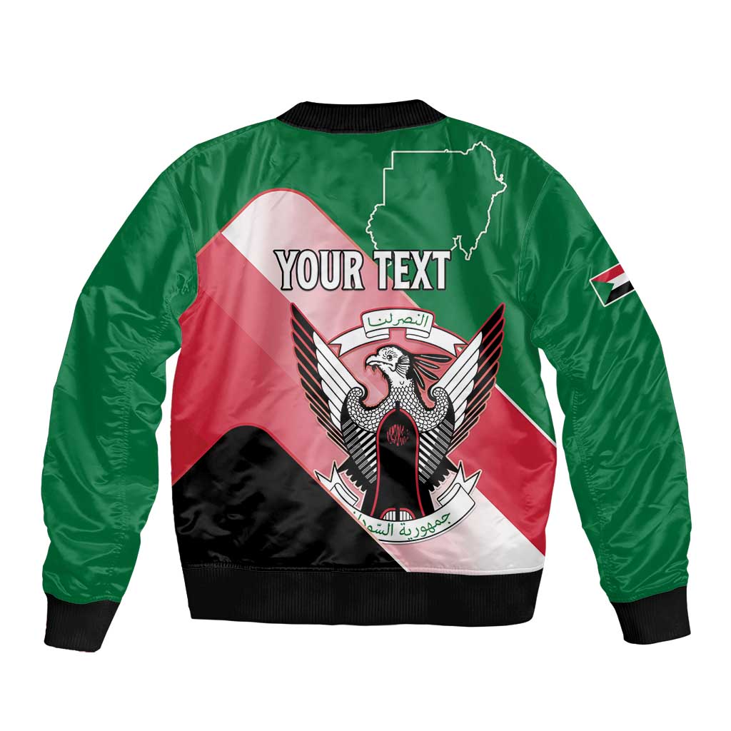 Personalized Sudan Sleeve Zip Bomber Jacket Sudanese Secretary Bird Flag Style