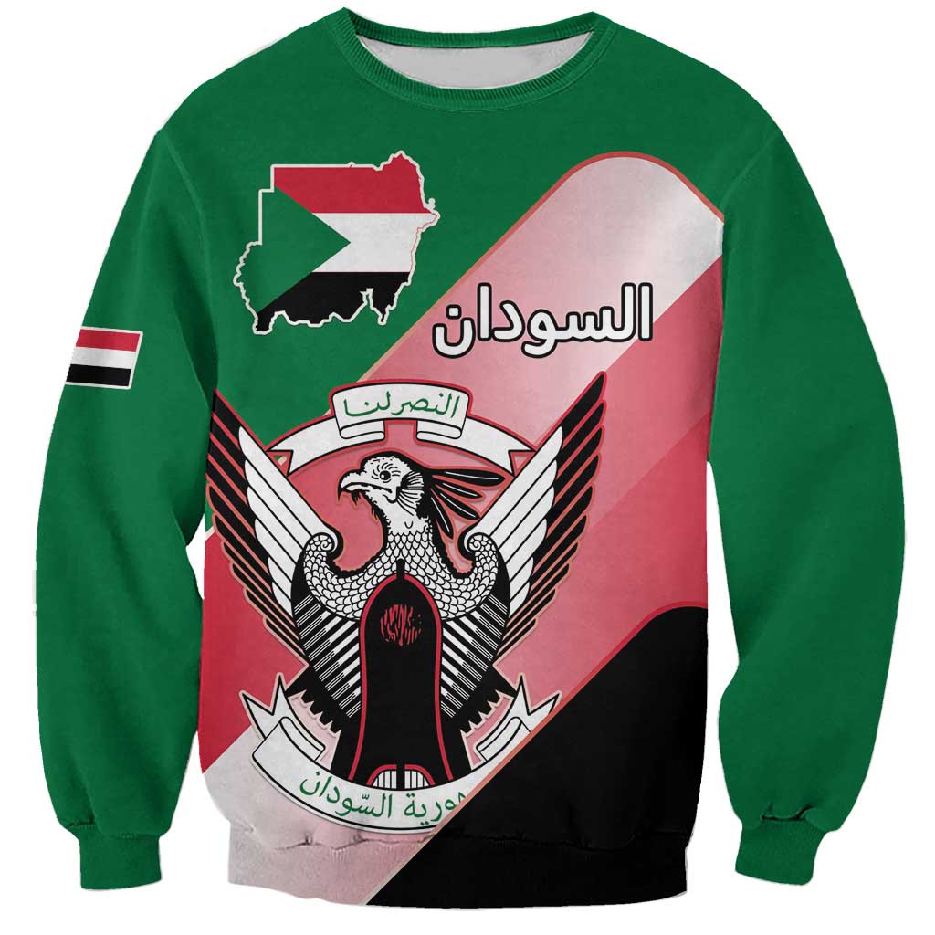 Personalized Sudan Sweatshirt Sudanese Secretary Bird Flag Style