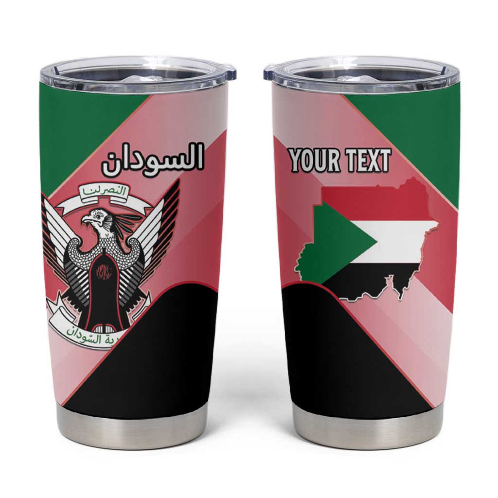 Personalized Sudan Tumbler Cup Sudanese Secretary Bird Flag Style