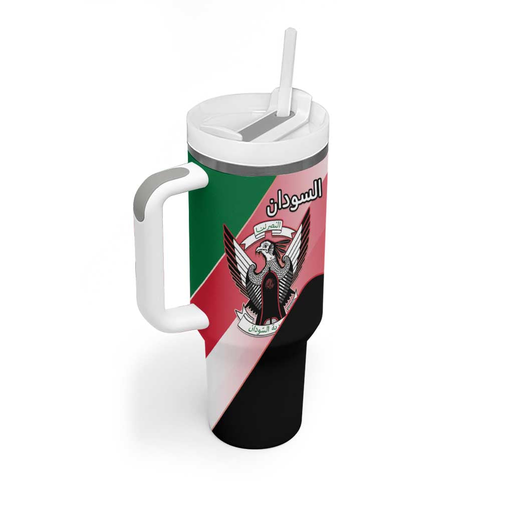 Personalized Sudan Tumbler With Handle Sudanese Secretary Bird Flag Style