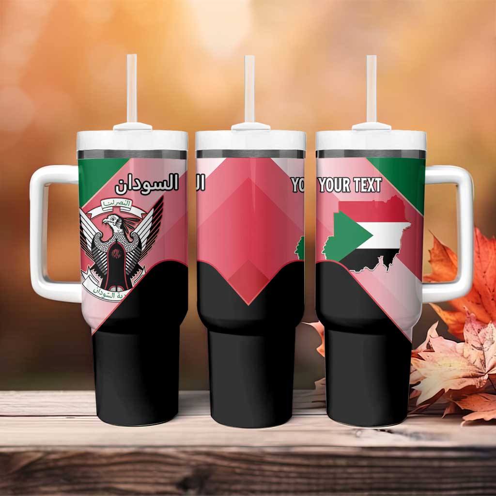 Personalized Sudan Tumbler With Handle Sudanese Secretary Bird Flag Style