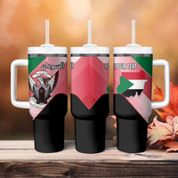 Personalized Sudan Tumbler With Handle Sudanese Secretary Bird Flag Style