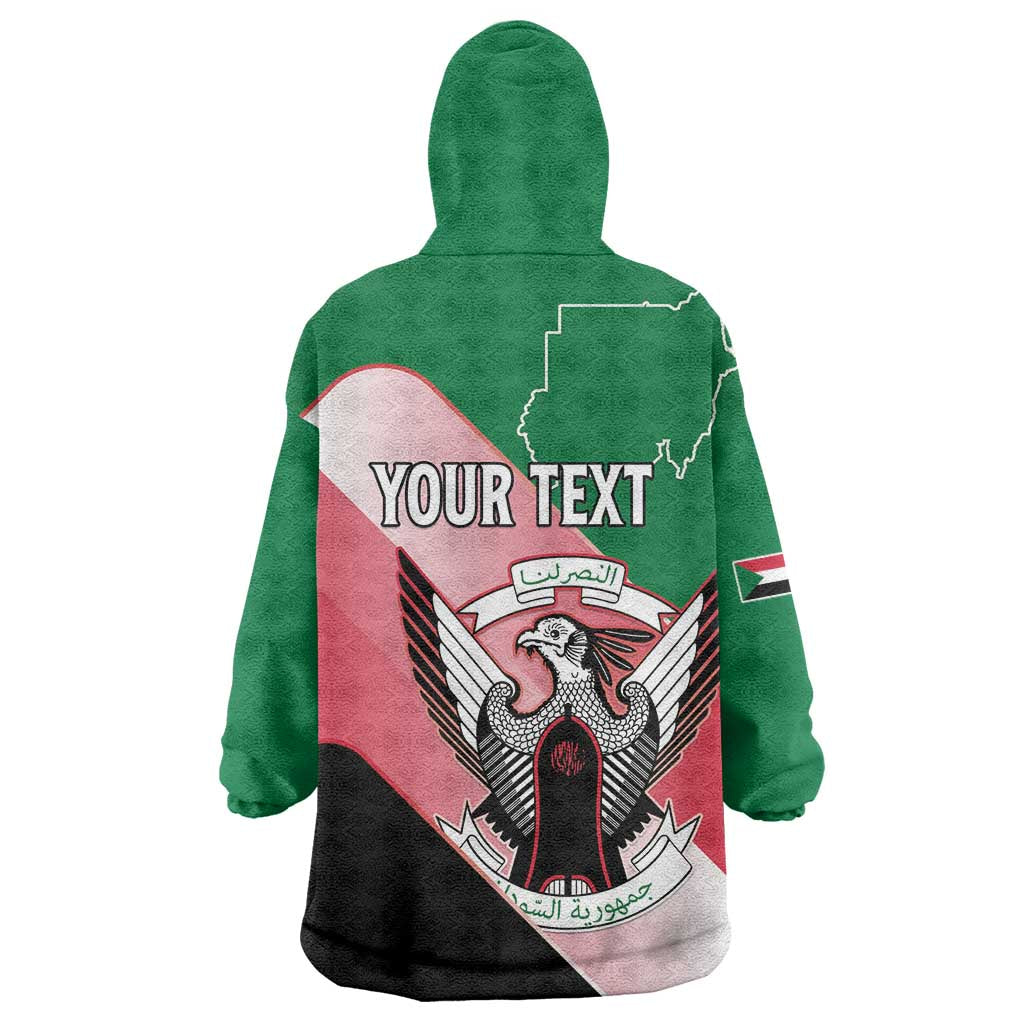 Personalized Sudan Wearable Blanket Hoodie Sudanese Secretary Bird Flag Style
