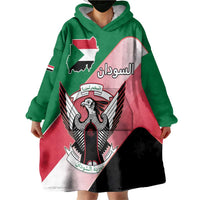Personalized Sudan Wearable Blanket Hoodie Sudanese Secretary Bird Flag Style