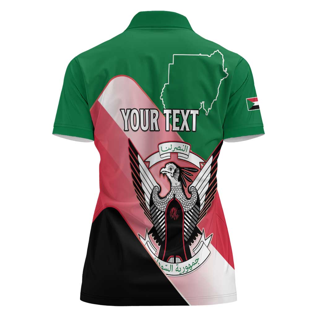 Personalized Sudan Women Polo Shirt Sudanese Secretary Bird Flag Style