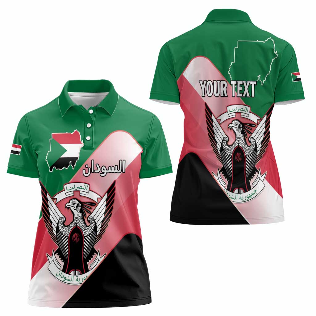 Personalized Sudan Women Polo Shirt Sudanese Secretary Bird Flag Style