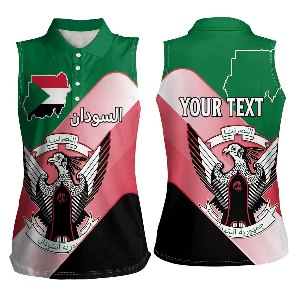 Personalized Sudan Women Sleeveless Polo Shirt Sudanese Secretary Bird Flag Style