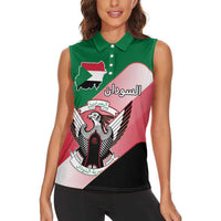 Personalized Sudan Women Sleeveless Polo Shirt Sudanese Secretary Bird Flag Style