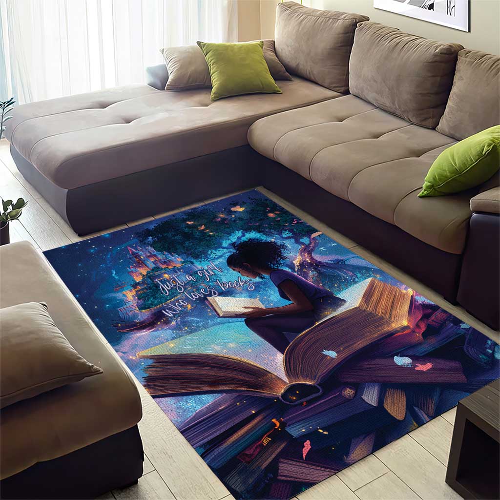 Black Girls Book Lovers Area Rug Just A Girl Who Loves Books