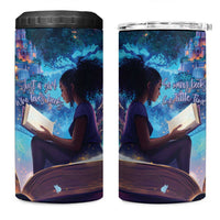 Black Girls Book Lovers 4 in 1 Can Cooler Tumbler Just A Girl Who Loves Books