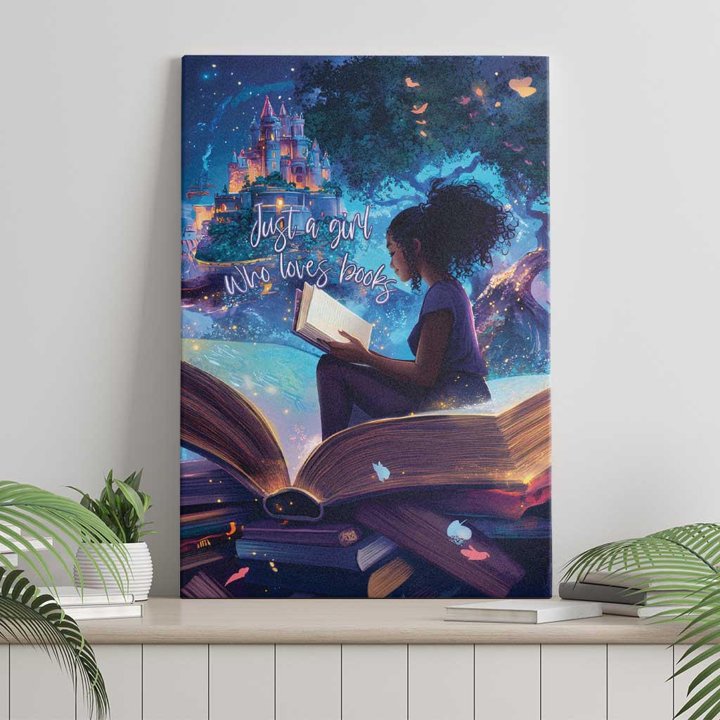 Black Girls Book Lovers Canvas Wall Art Just A Girl Who Loves Books