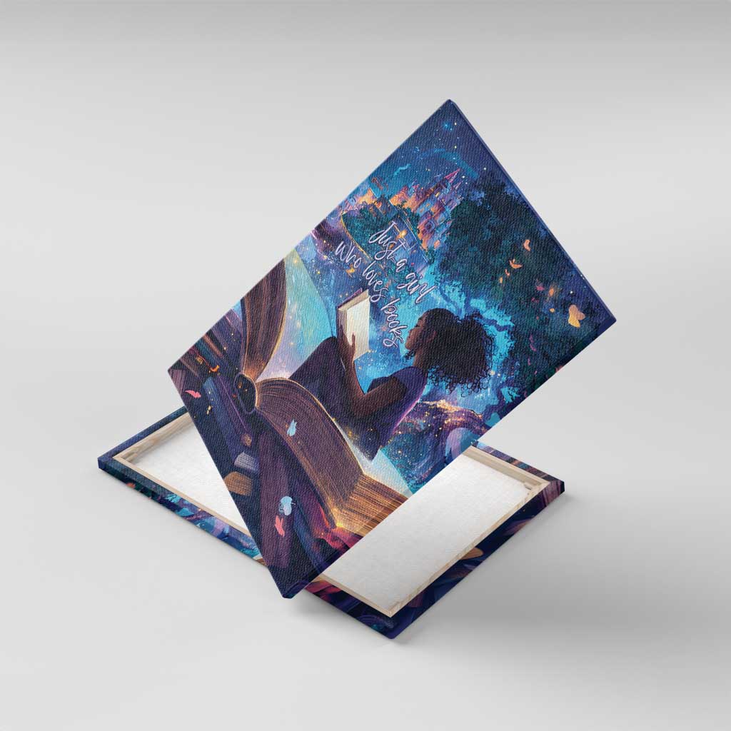 Black Girls Book Lovers Canvas Wall Art Just A Girl Who Loves Books