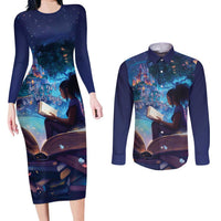 Black Girls Book Lovers Couples Matching Long Sleeve Bodycon Dress and Long Sleeve Button Shirt Just A Girl Who Loves Books
