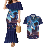 Black Girls Book Lovers Couples Matching Mermaid Dress and Hawaiian Shirt Just A Girl Who Loves Books