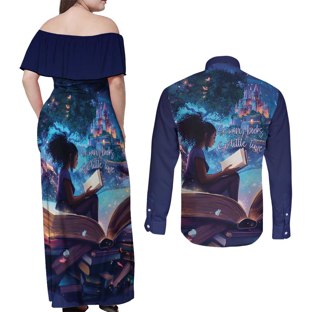 Black Girls Book Lovers Couples Matching Off Shoulder Maxi Dress and Long Sleeve Button Shirt Just A Girl Who Loves Books