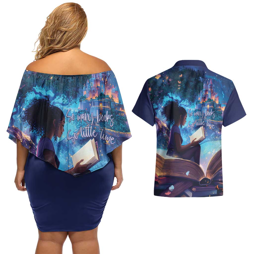 Black Girls Book Lovers Couples Matching Off Shoulder Short Dress and Hawaiian Shirt Just A Girl Who Loves Books