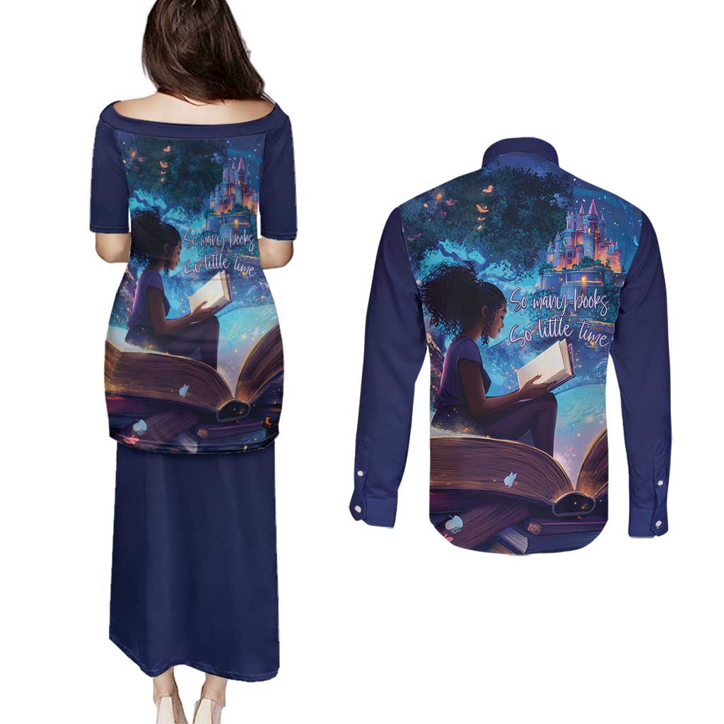 Black Girls Book Lovers Couples Matching Puletasi and Long Sleeve Button Shirt Just A Girl Who Loves Books