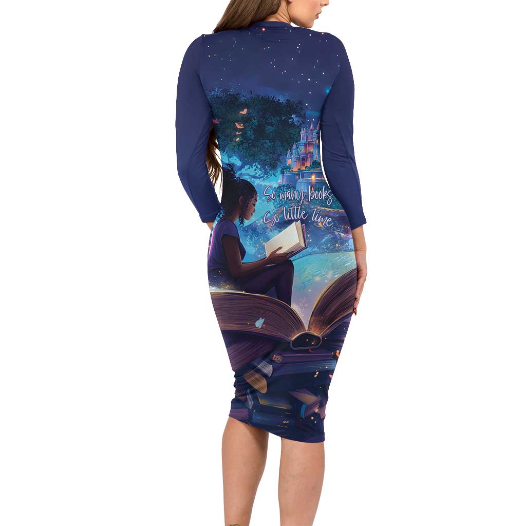 Black Girls Book Lovers Family Matching Long Sleeve Bodycon Dress and Hawaiian Shirt Just A Girl Who Loves Books