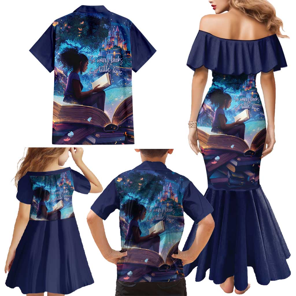 Black Girls Book Lovers Family Matching Mermaid Dress and Hawaiian Shirt Just A Girl Who Loves Books