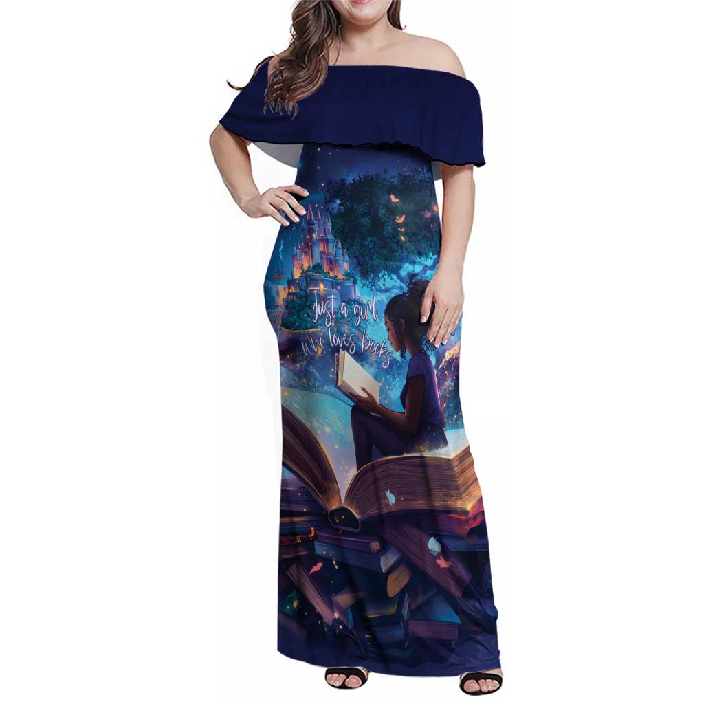 Black Girls Book Lovers Family Matching Off Shoulder Maxi Dress and Hawaiian Shirt Just A Girl Who Loves Books