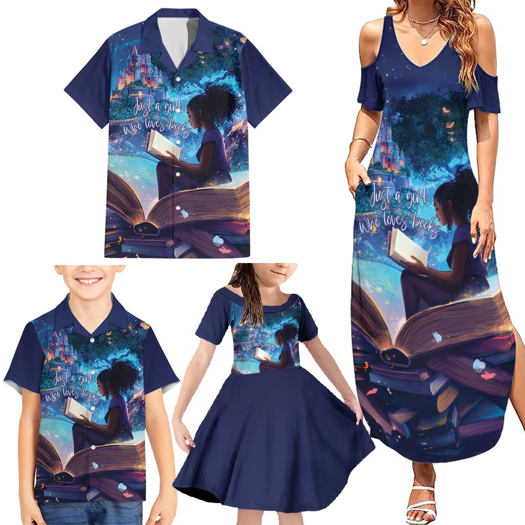 Black Girls Book Lovers Family Matching Summer Maxi Dress and Hawaiian Shirt Just A Girl Who Loves Books
