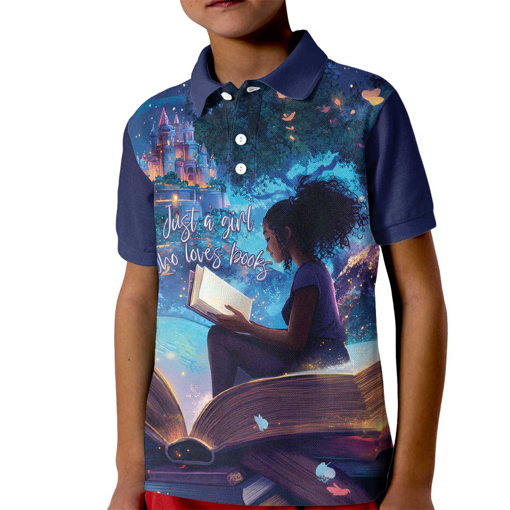 Black Girls Book Lovers Kid Polo Shirt Just A Girl Who Loves Books