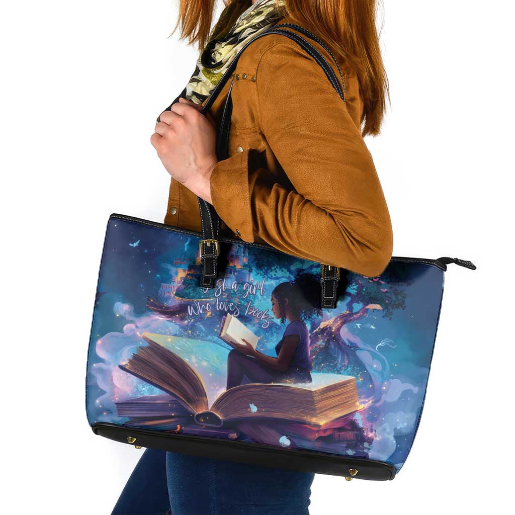 Black Girls Book Lovers Leather Tote Bag Just A Girl Who Loves Books