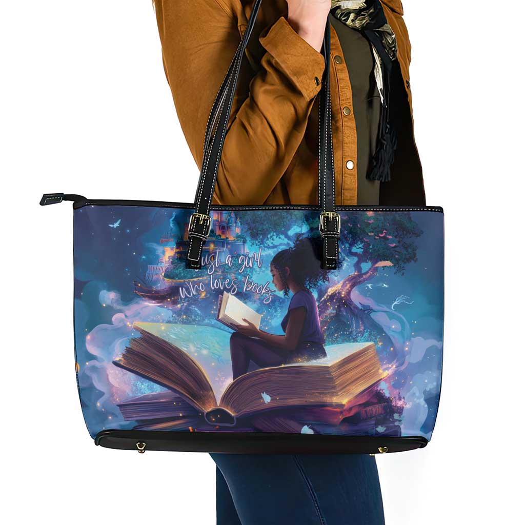Black Girls Book Lovers Leather Tote Bag Just A Girl Who Loves Books