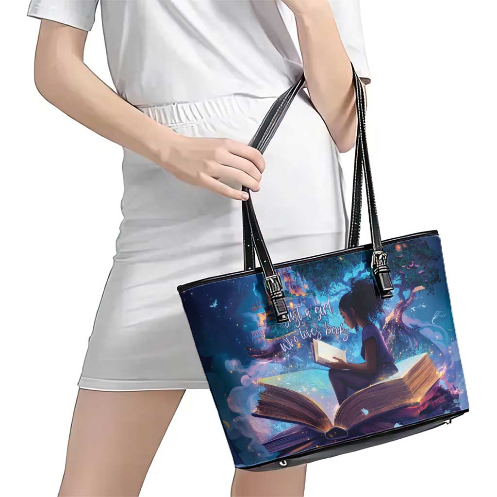 Black Girls Book Lovers Leather Tote Bag Just A Girl Who Loves Books