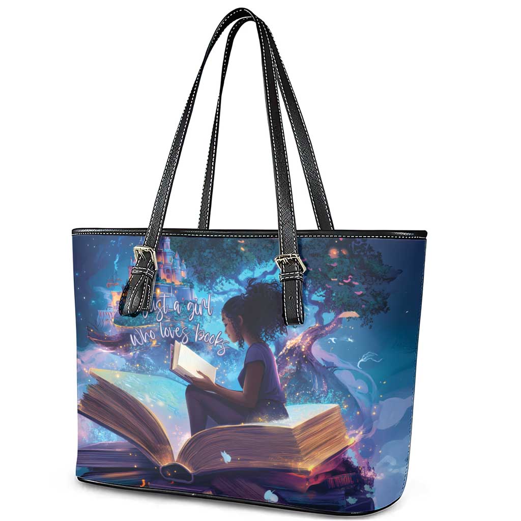 Black Girls Book Lovers Leather Tote Bag Just A Girl Who Loves Books