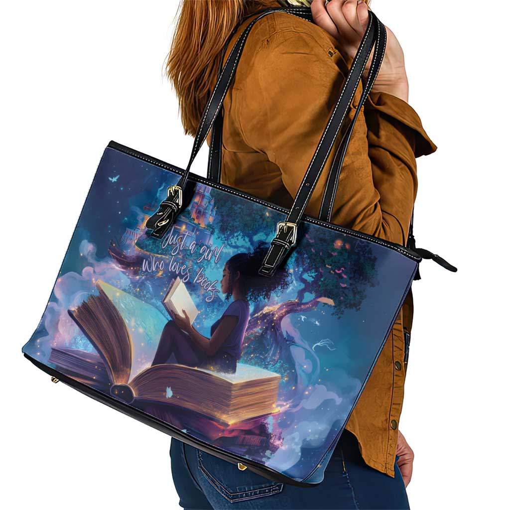 Black Girls Book Lovers Leather Tote Bag Just A Girl Who Loves Books