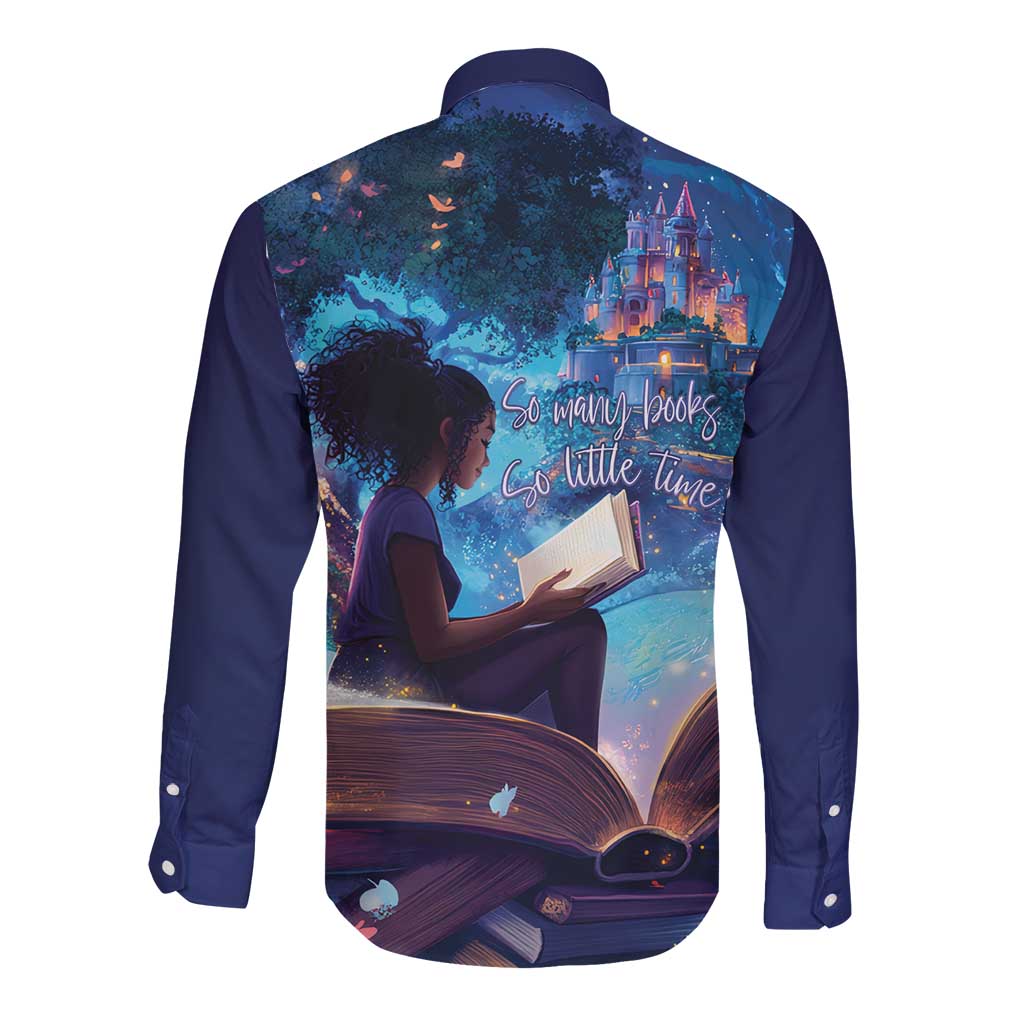 Black Girls Book Lovers Long Sleeve Button Shirt Just A Girl Who Loves Books